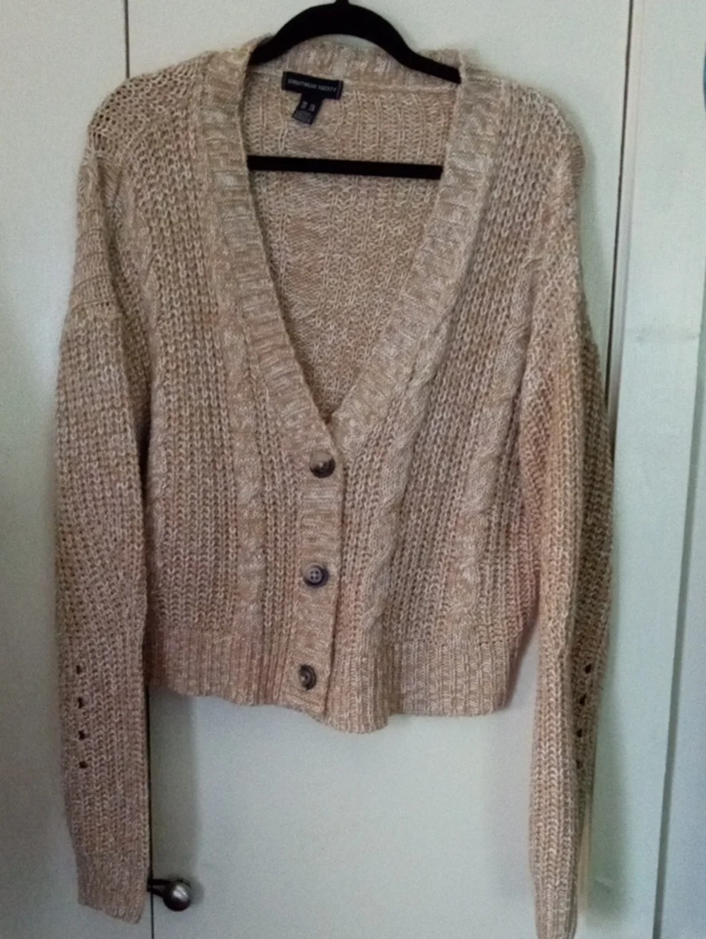 Streetwear Society Brown Chunky Cable Knit Marbled Knit Cardigan XL